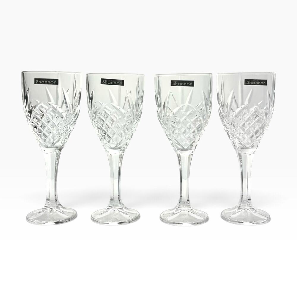 Godinger “Dublin” Set of 4 Crystal Wine or Water Glasses 8” 9oz New w/Box